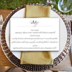 Wedding Party Menu: Cora - Printable Dinner Menu..